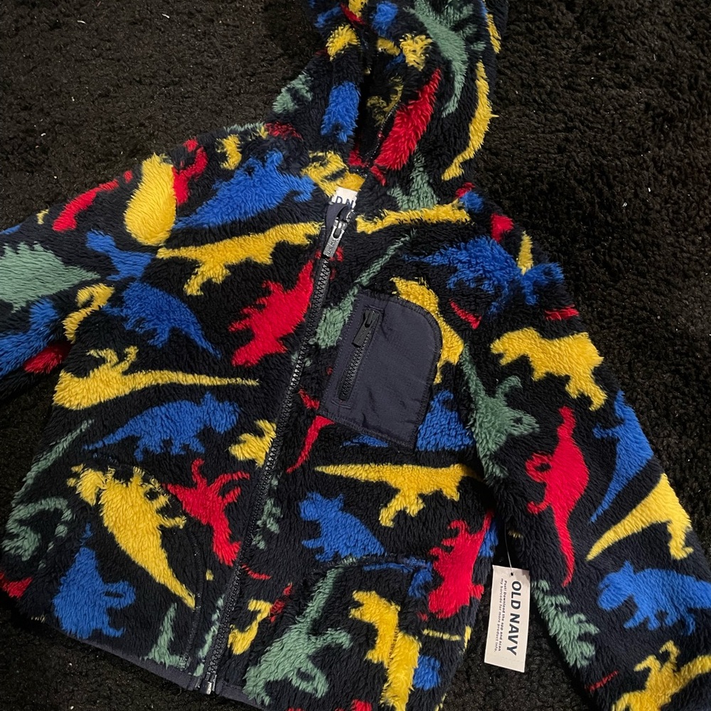 Old Navy Multicolor Dinosaur Fleece Jacket